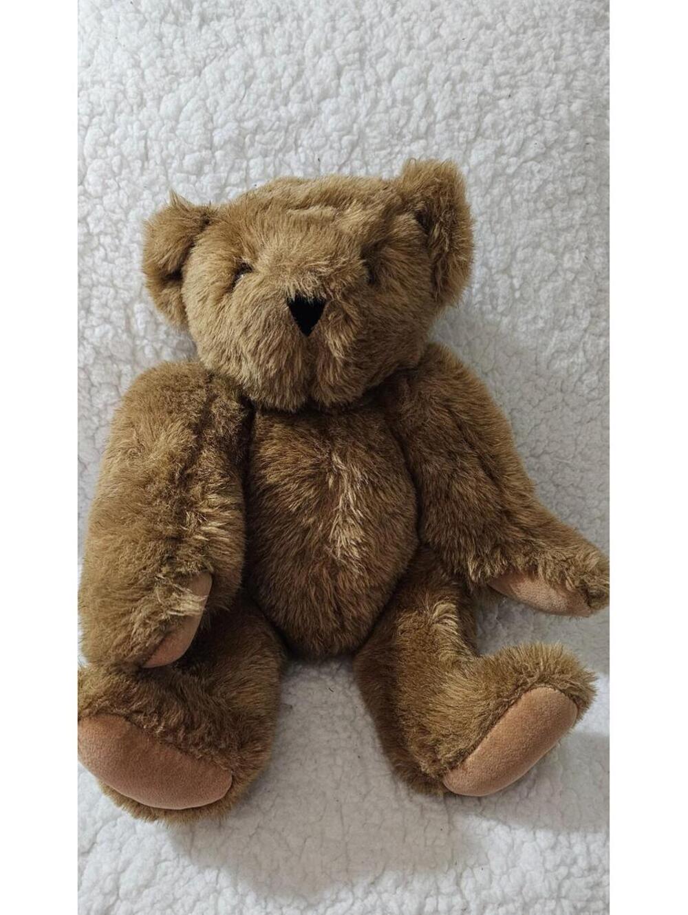 Vintage Vermont Teddy Bear Plush Toy Handmade Fully Jointed Brown 15" USA Made
